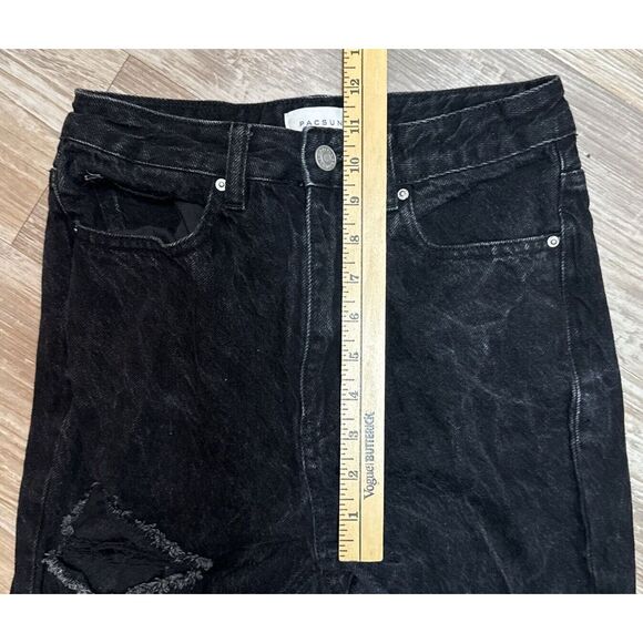 Pacsun Size 26 90s Boyfriend Cotton Distressed Black High Rise Bootcut - Picture 3 of 13